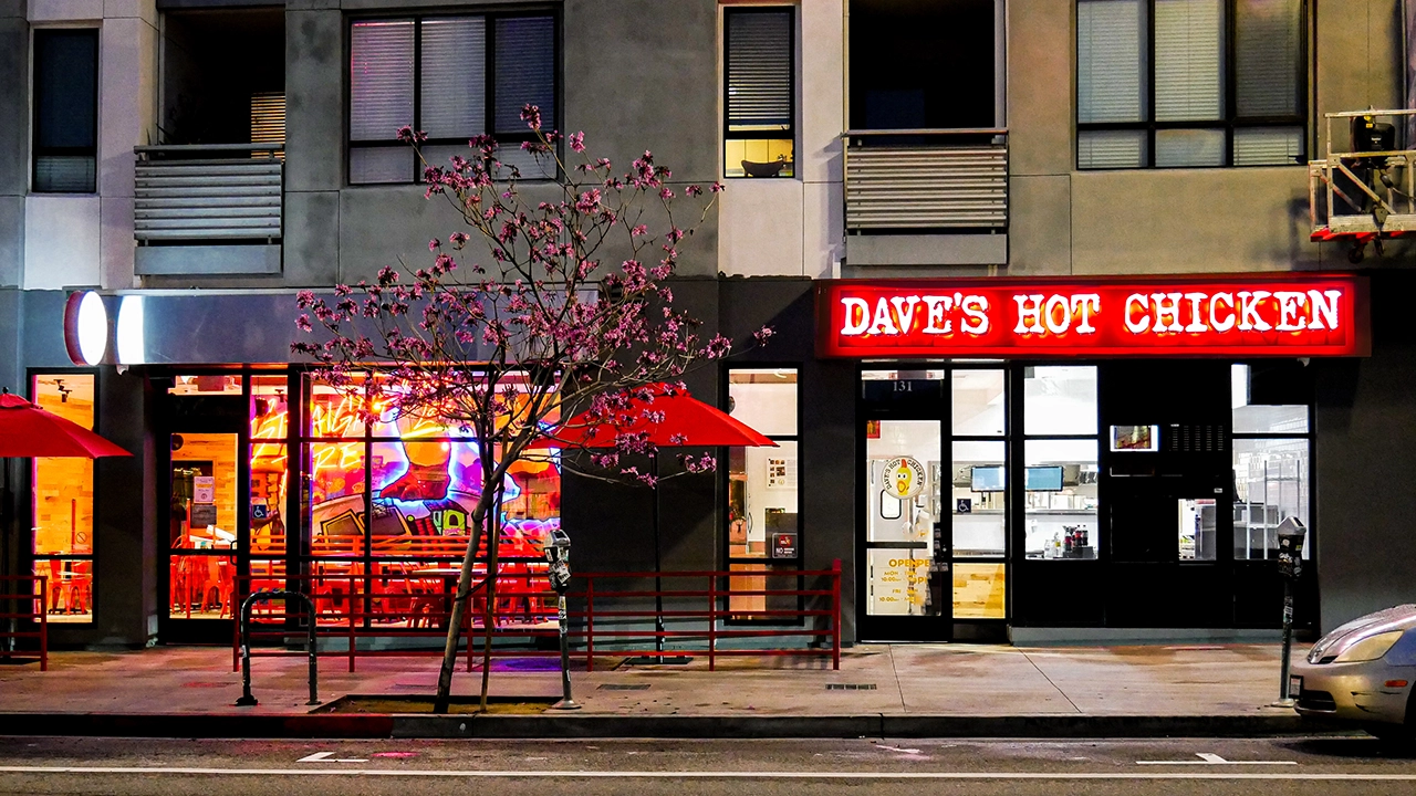 Exterior view of Dave's Hot Chicken in Little Tokyo