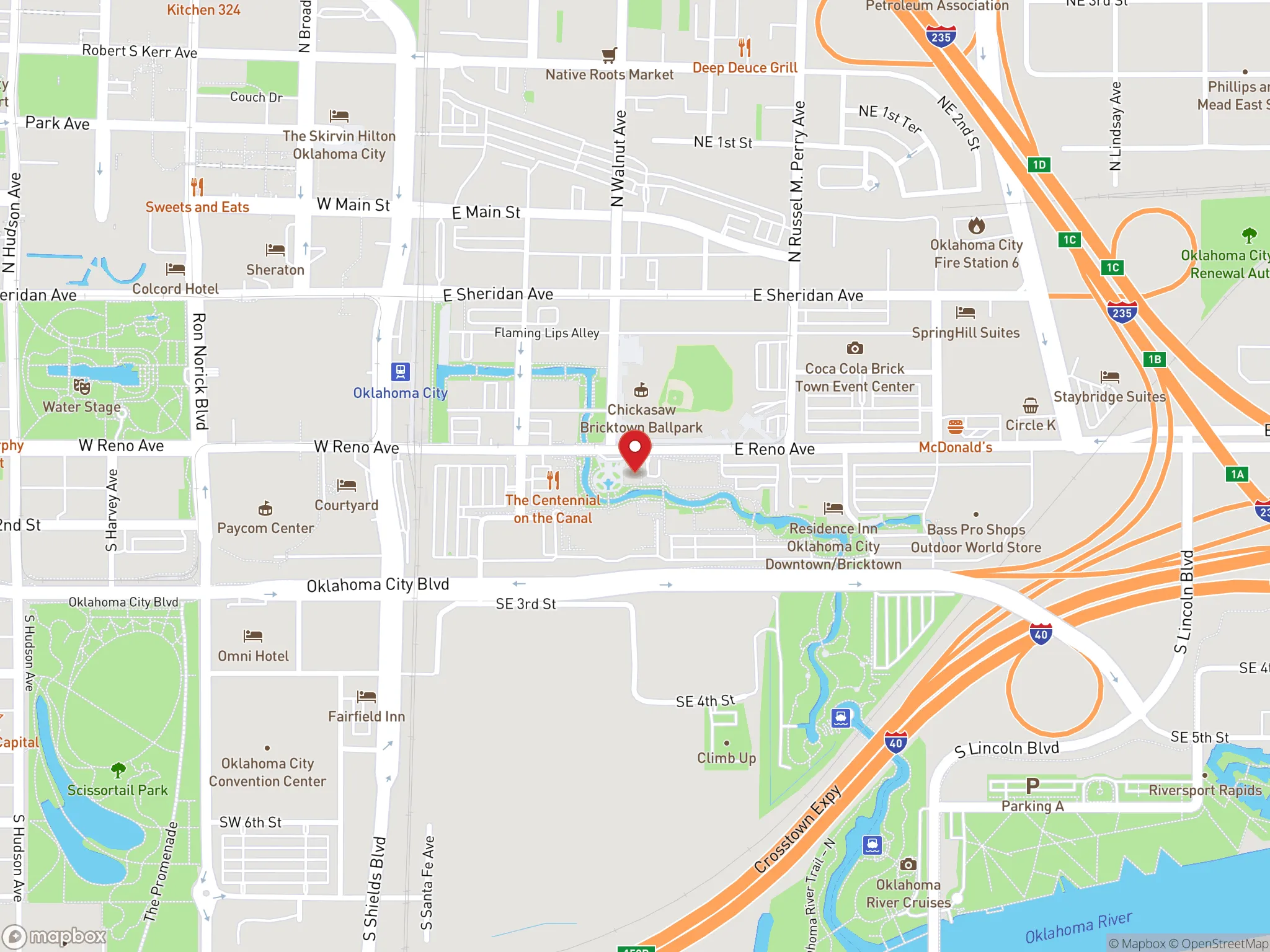 Map showing the location of a Dave's Hot Chicken restaurant.