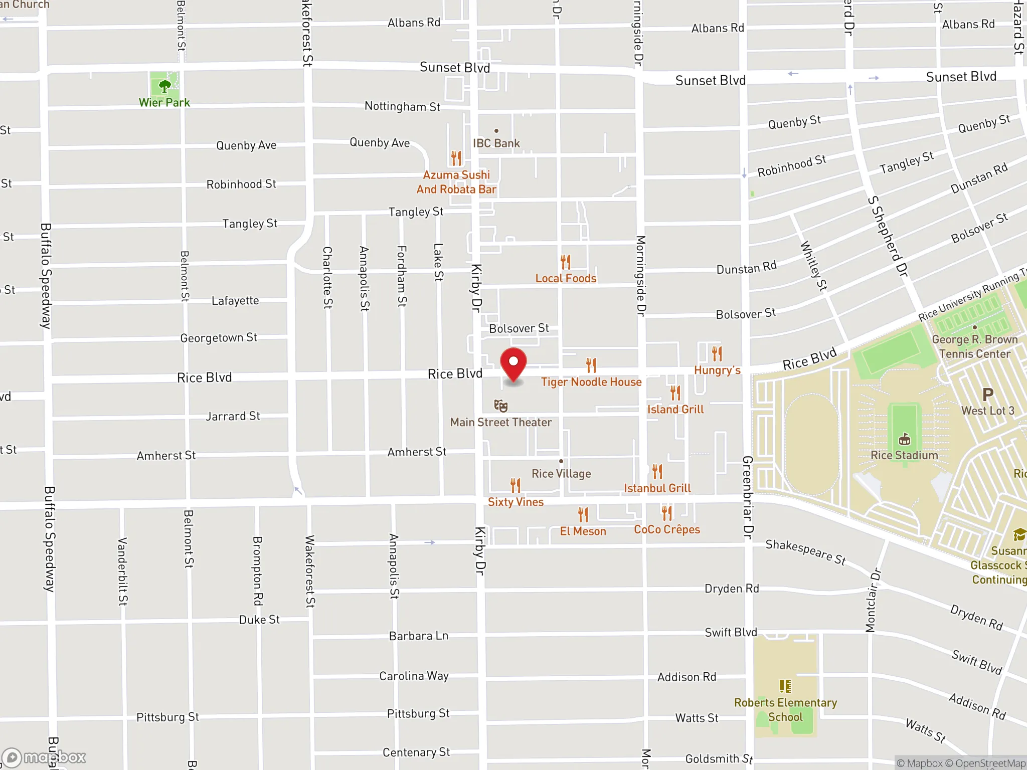 Map showing the location of a Dave's Hot Chicken restaurant.