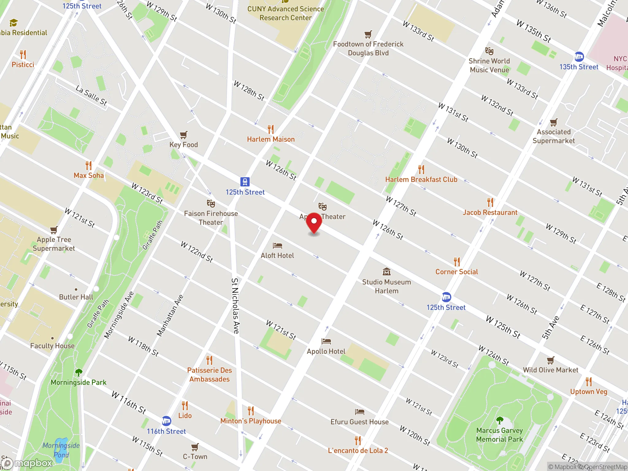 Map showing the location of a Dave's Hot Chicken restaurant.