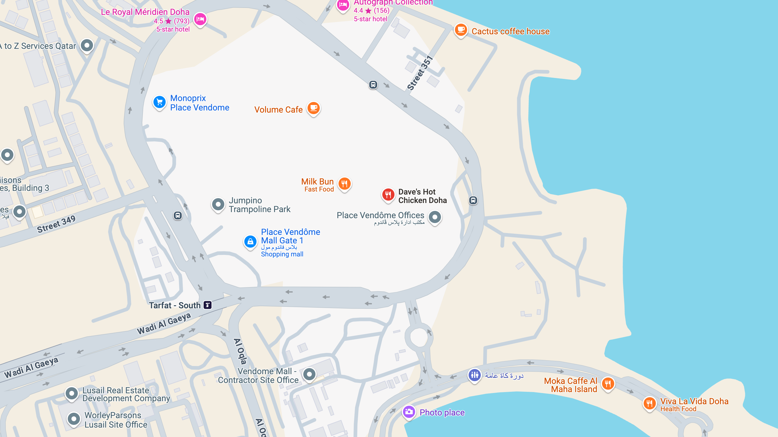 Map showing the location of a Dave's Hot Chicken restaurant.