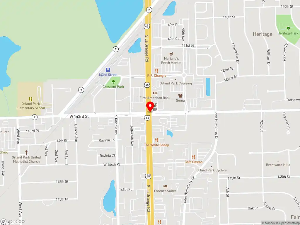 Map image with a marker at 15139 S. LaGrange Rd, Orland Park, IL, 60462, United States. Click for directions.