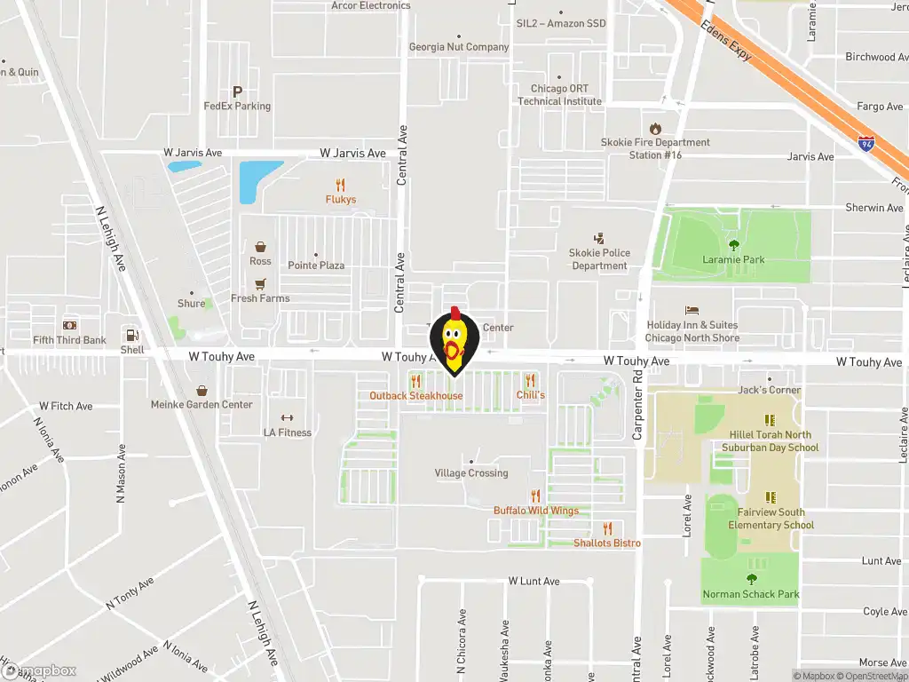 Map image with a marker at 5530 W. Touhy Ave., Skokie, IL, 60714. Click for directions.