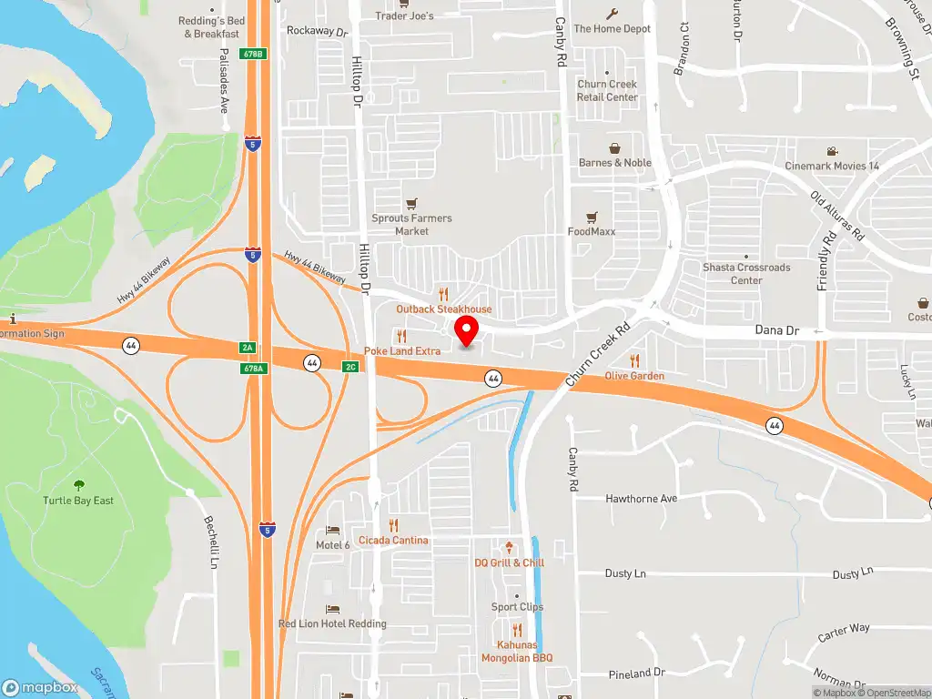 Map image with a marker of Dave's Hot Chicken at 917 Dana Dr., Redding, CA, 96003, United States. Click for directions.