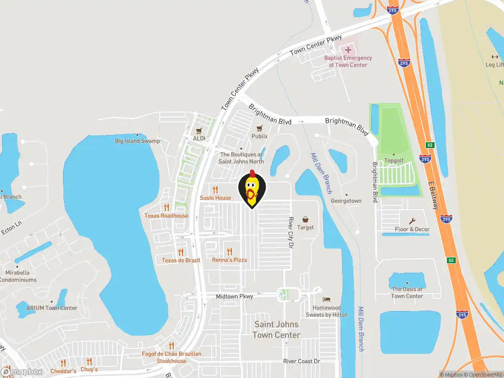 Map image with a marker at Dave's Hot Chicken, 10261 River Marsh Dr, Jacksonville, FL, 32246, US. Click for directions.