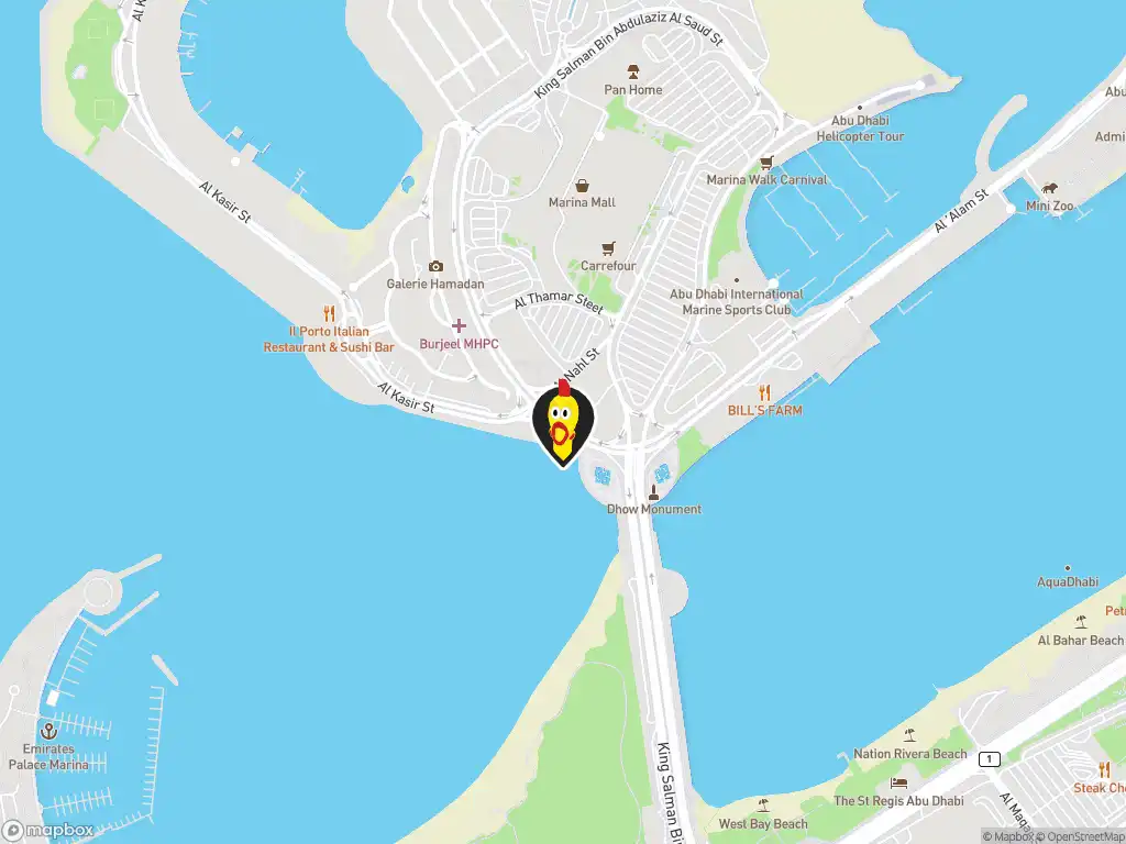 Map image with a marker at Dave's Hot Chicken, 147-403 King Salman Bin Abdulaziz Al Saud Street, Abu Dhabi, Abu Dhabi, 42681, UAE. Click for directions.