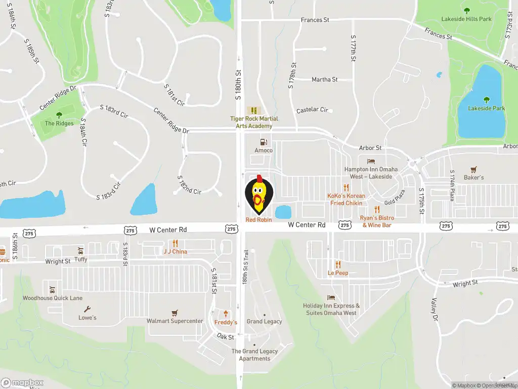Map image with a marker at Dave's Hot Chicken, 2615 S. 180th St., Omaha, NE, 68130, United States. Click for directions.