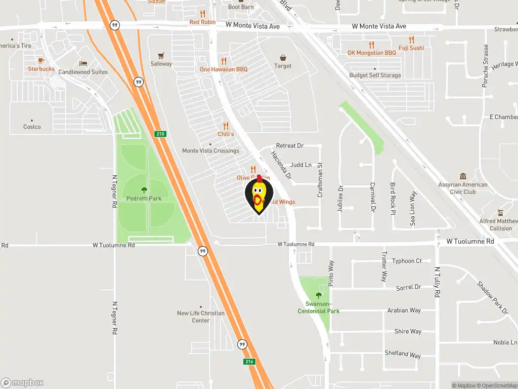 Map image with a marker at Dave's Hot Chicken, 2741 Countryside Dr., Turlock, CA, 95380, United States. Click for directions.