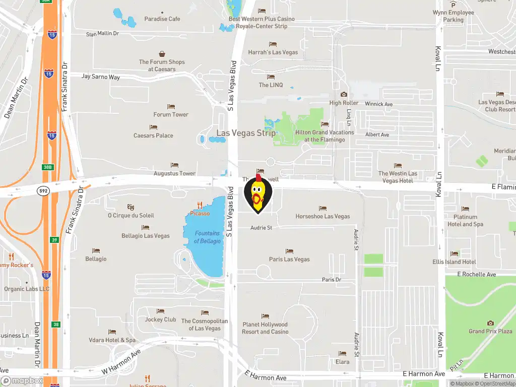 Map image with a marker at Dave's Hot Chicken , 3623 Las Vegas Blvd S., Unit 672, Las Vegas, NV, 89109, United States. Click for directions.