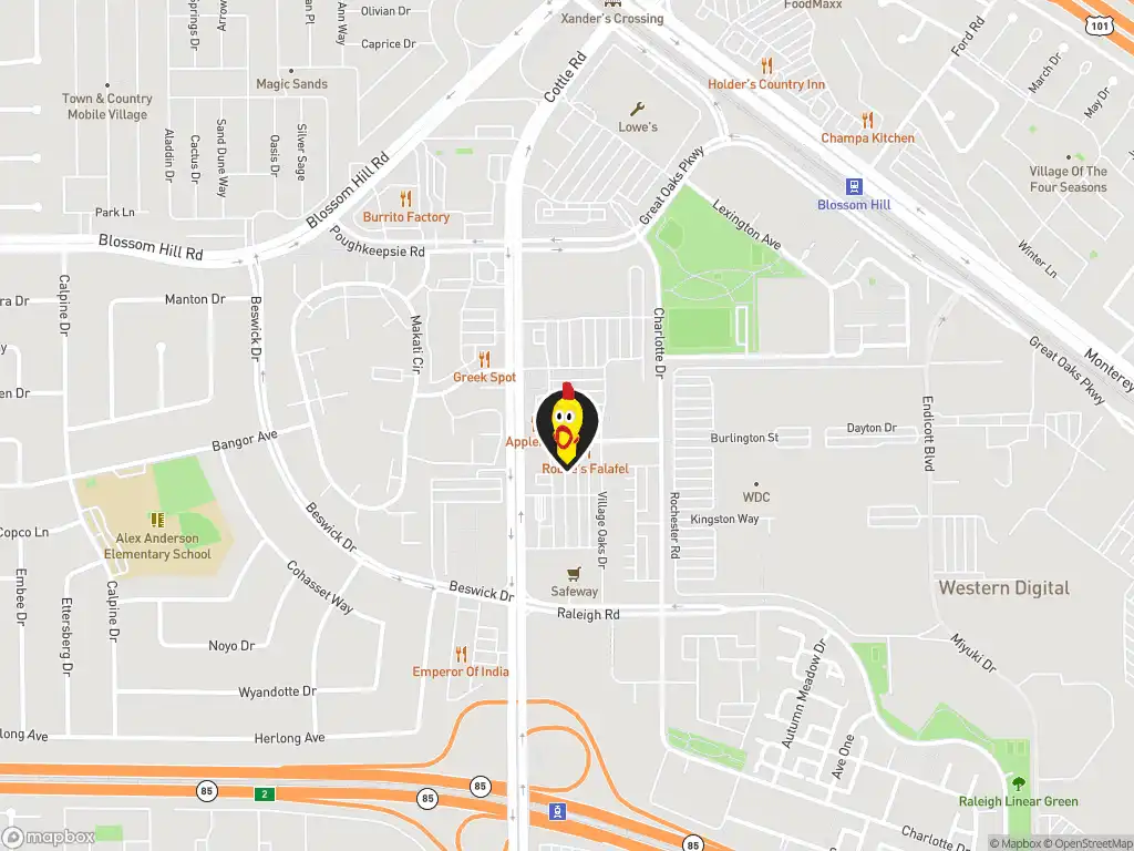 Map image with a marker at Dave's Hot Chicken , 5670 Cottle Road, Suite 20, San Jose, CA, 95123, US. Click for directions.