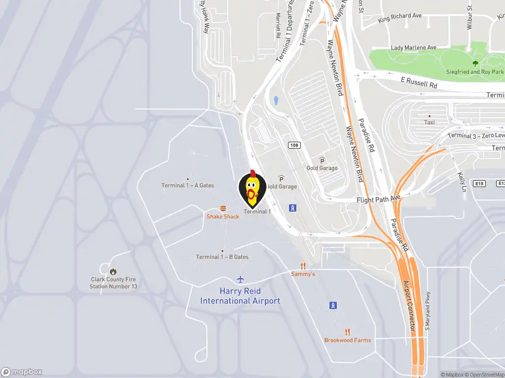 Map image with a marker at Dave's Hot Chicken, 5757 Wayne Newton Blvd, Las Vegas, NV, 89119, US. Click for directions.