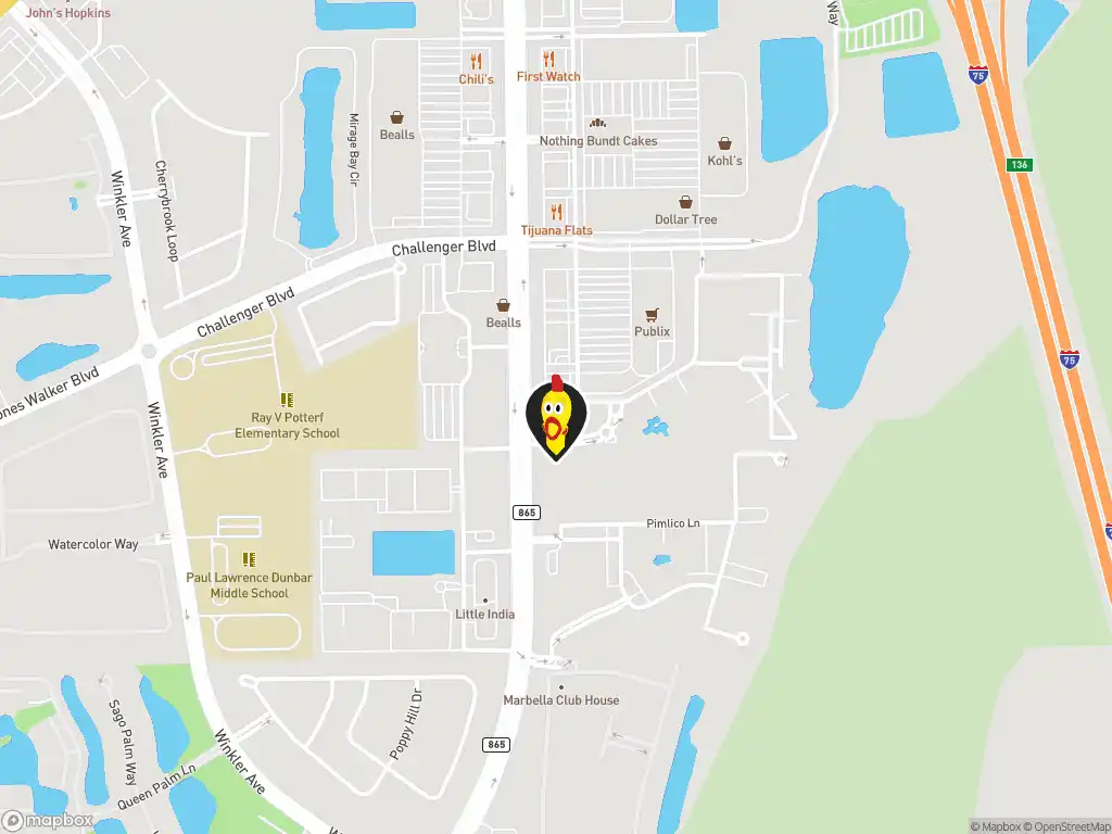 Map image with a marker at Dave's Hot Chicken, 7925 Dani Dr., Fort Myers, FL, 33966, United States. Click for directions.